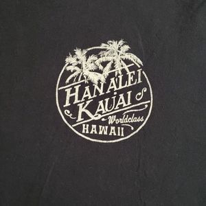 HANALEI KAUA'I HAWAI'I XL short sleeve dark grey black graphic tee Aloha NWOT